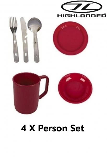 Highlander 4 X Camping Set Plastic Mug Plate Bowl KFS Knife Fork Spoon Raspberry 6 Highlander 4 X Camping Set Plastic Mug Plate Bowl KFS Knife Fork Spoon Raspberry - Image 6