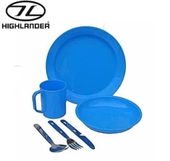 Highlander Plastic Unbreakable Poly Mug Plate Bowl And KFS Cutlery Set Blue -Highlander 215871
