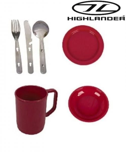Highlander 4 X Camping Set Plastic Mug Plate Bowl KFS Knife Fork Spoon Raspberry 2 Highlander 4 X Camping Set Plastic Mug Plate Bowl KFS Knife Fork Spoon Raspberry - Image 2