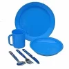 Highlander Plastic Unbreakable Poly Mug Plate Bowl And KFS Cutlery Set Blue