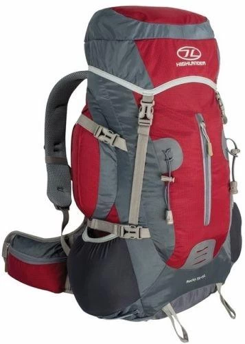 Highlander Red Rocky 35 + 5 Litre Rucksack Back Pack With Rain Cover